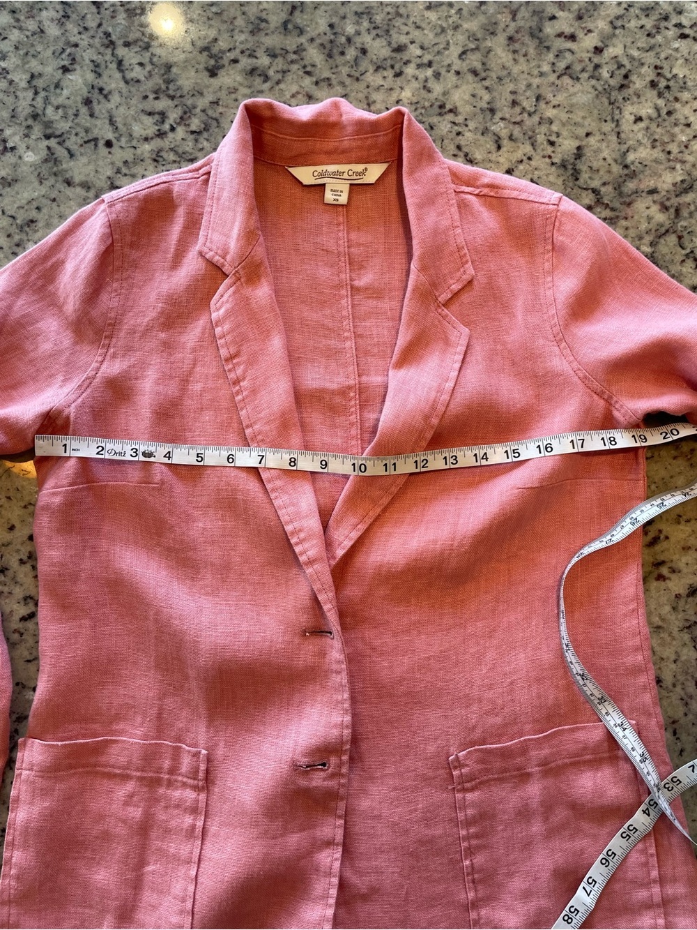 New Coldwater Creek coral 100% linen Blazer Jacket XS - Picture 5 of 7